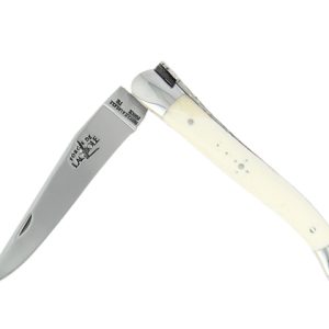 Couteau Laguiole 11 cm en os, mitres inox finition brillante