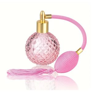 Flacon vaporisateur rose verre longue frange