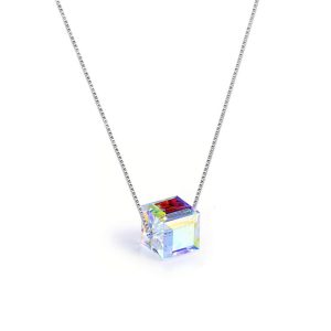 Iridescent square crystal pendant